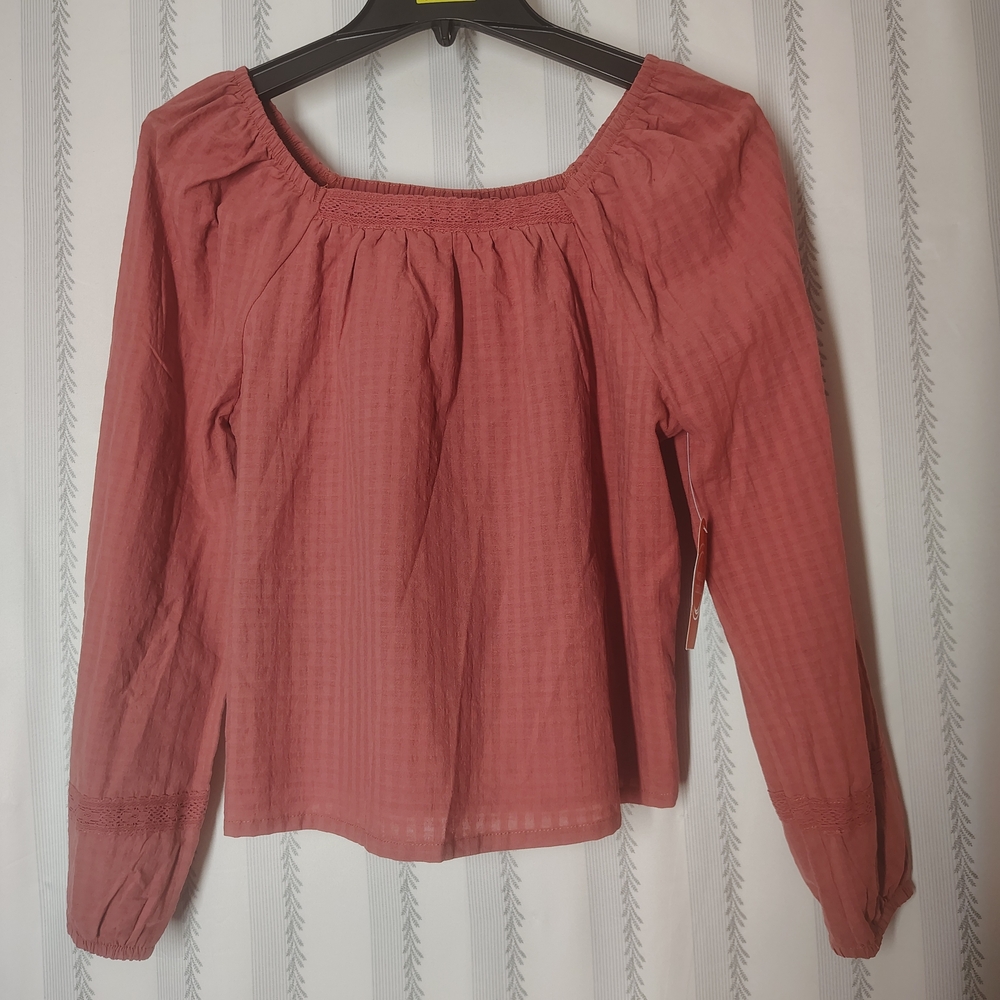 Wonder Nation Pink Blouse with Square Neckline
